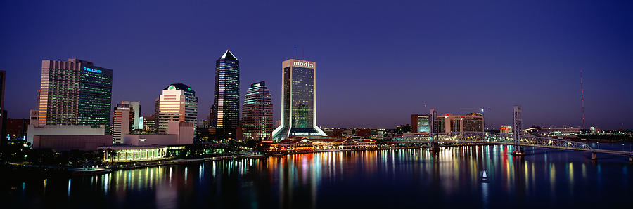 Buildings Lit Up At Night #1 Photograph by Panoramic Images