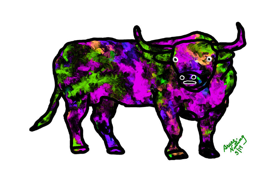 Bull a la Fauvism #2 Painting by Bruce Nutting