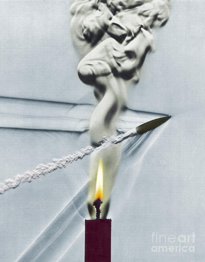 Bullet Shot Through Candle Flame #1 Photograph by Science Source