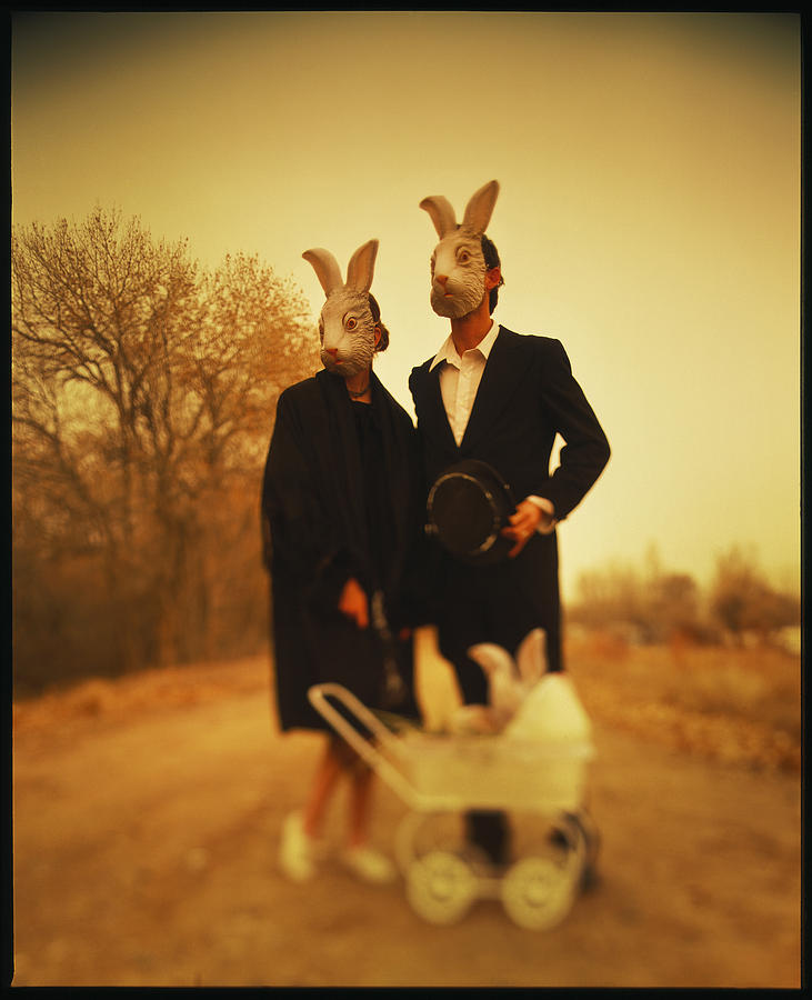 Surrealism Photograph - Bunny Parents #1 by Chip Simons