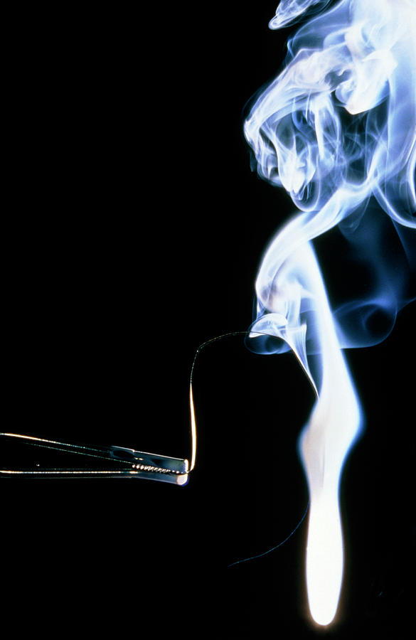 Burning Piece Of Magnesium Ribbon #1 Photograph by David Taylor/science Photo Library