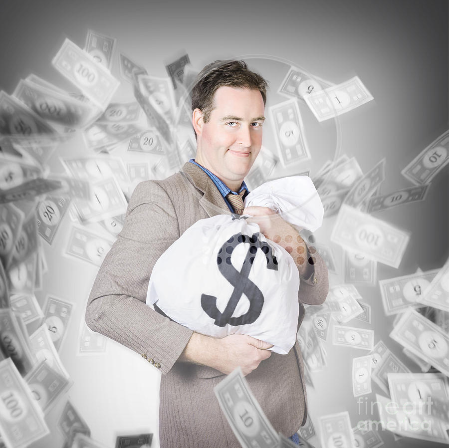 Business person with money sack. Financial success #1 Photograph by Jorgo Photography