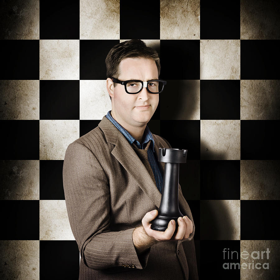 Chess Photograph - Businessman in chess strategy leadership challenge #1 by Jorgo Photography