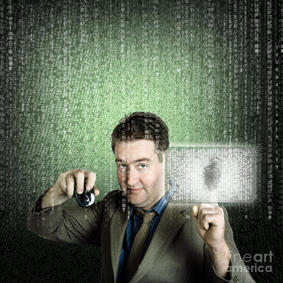 Abstract Photograph - Businessman using digital security data protection #1 by Jorgo Photography