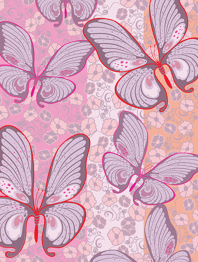 Abstract Digital Art - Butterflies #1 by Barry Orkin
