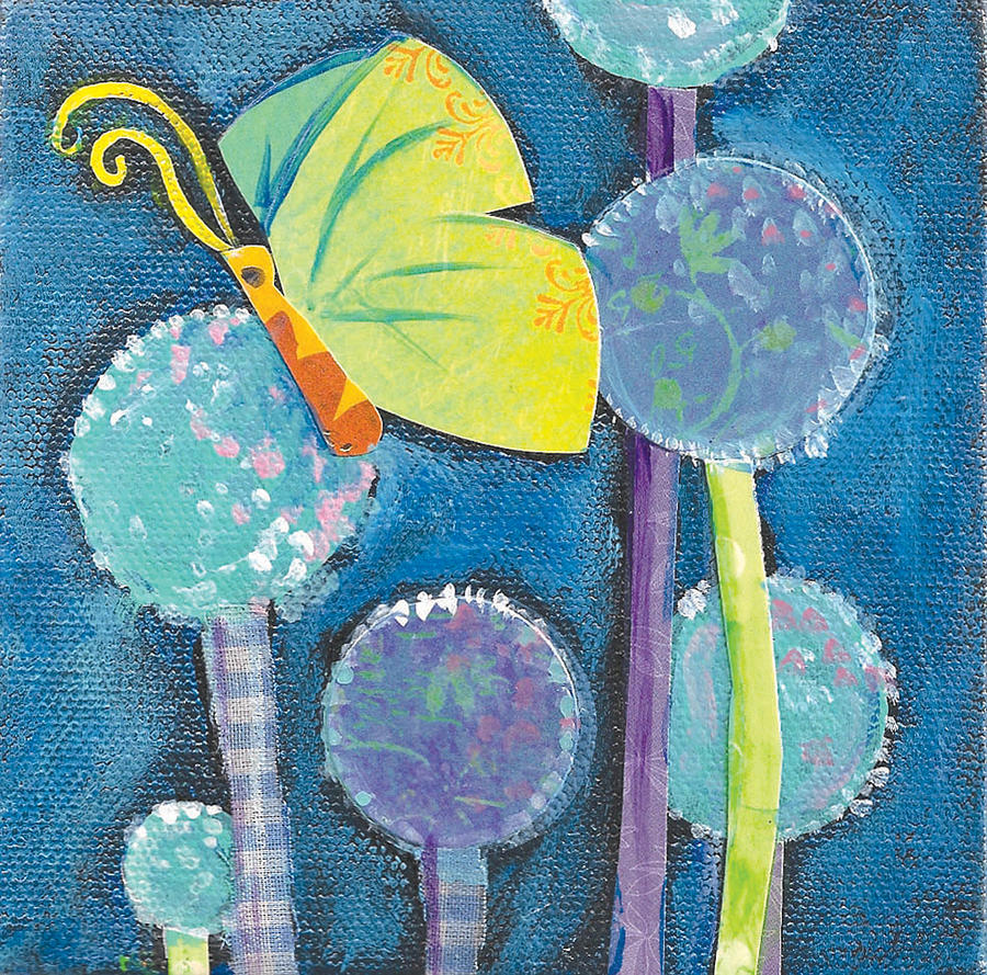 Butterfly and the Dandies #1 Painting by Shelley Overton