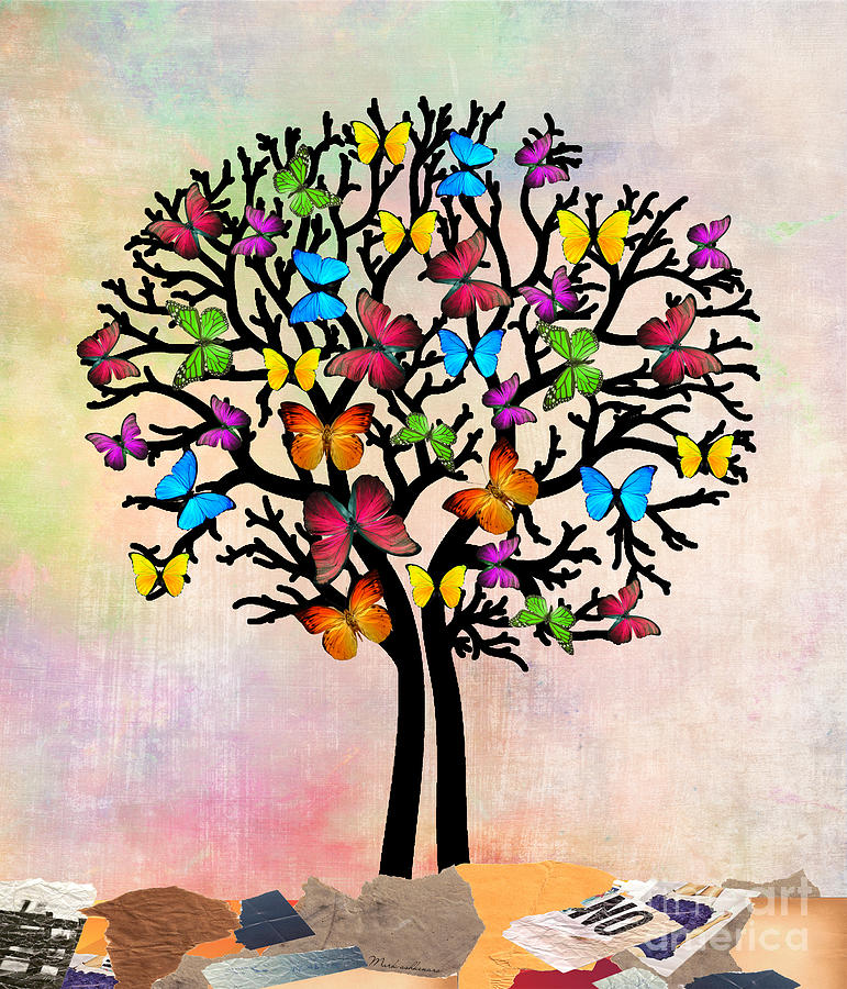 Butterfly Painting - Butterfly tree  by Mark Ashkenazi
