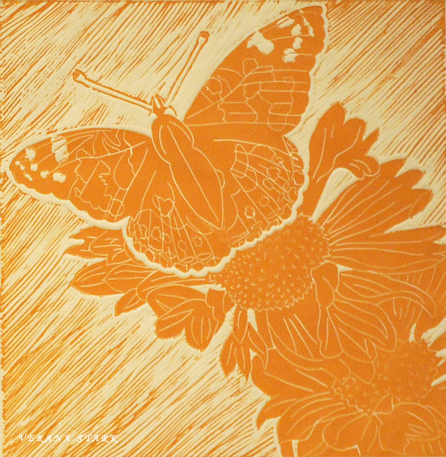 Butterfly on a Gaillardia #1 Mixed Media by Verana Stark
