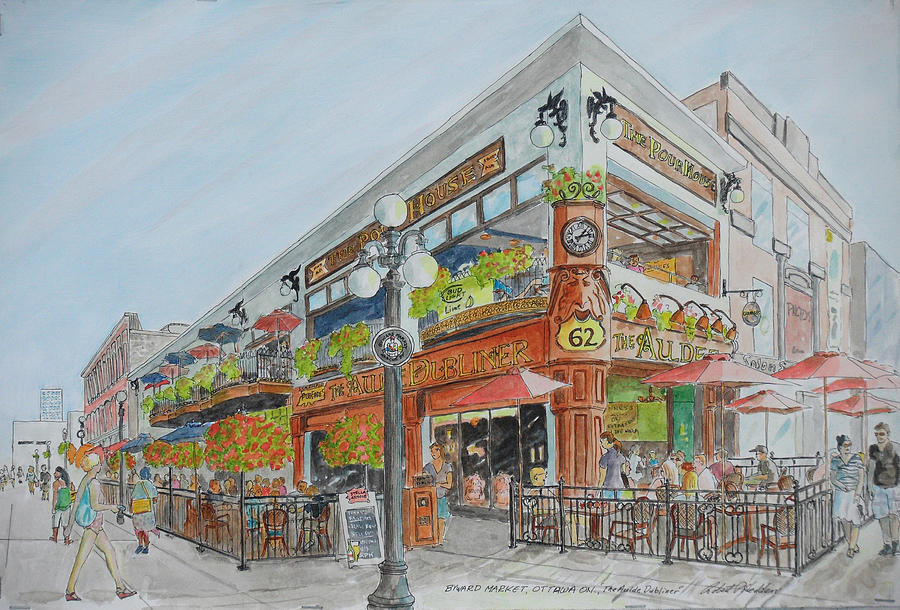 Byward Market Aulde Dubliner Ottawa #1 Painting by Robert P Hedden