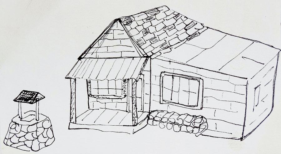Cabin #1 Drawing by Erika Jean Chamberlin