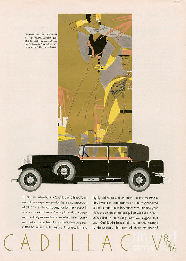 Cadillac 1931 1930s Usa Cc Cars Art Drawing by The Advertising Archives ...