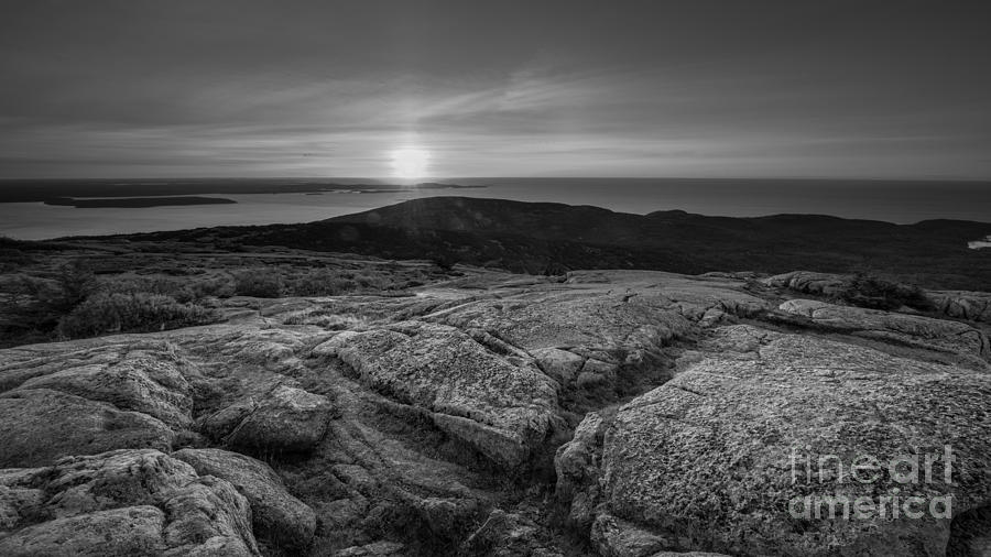 Cadillac Mountain Sunrise BW #1 Photograph by Michael Ver Sprill