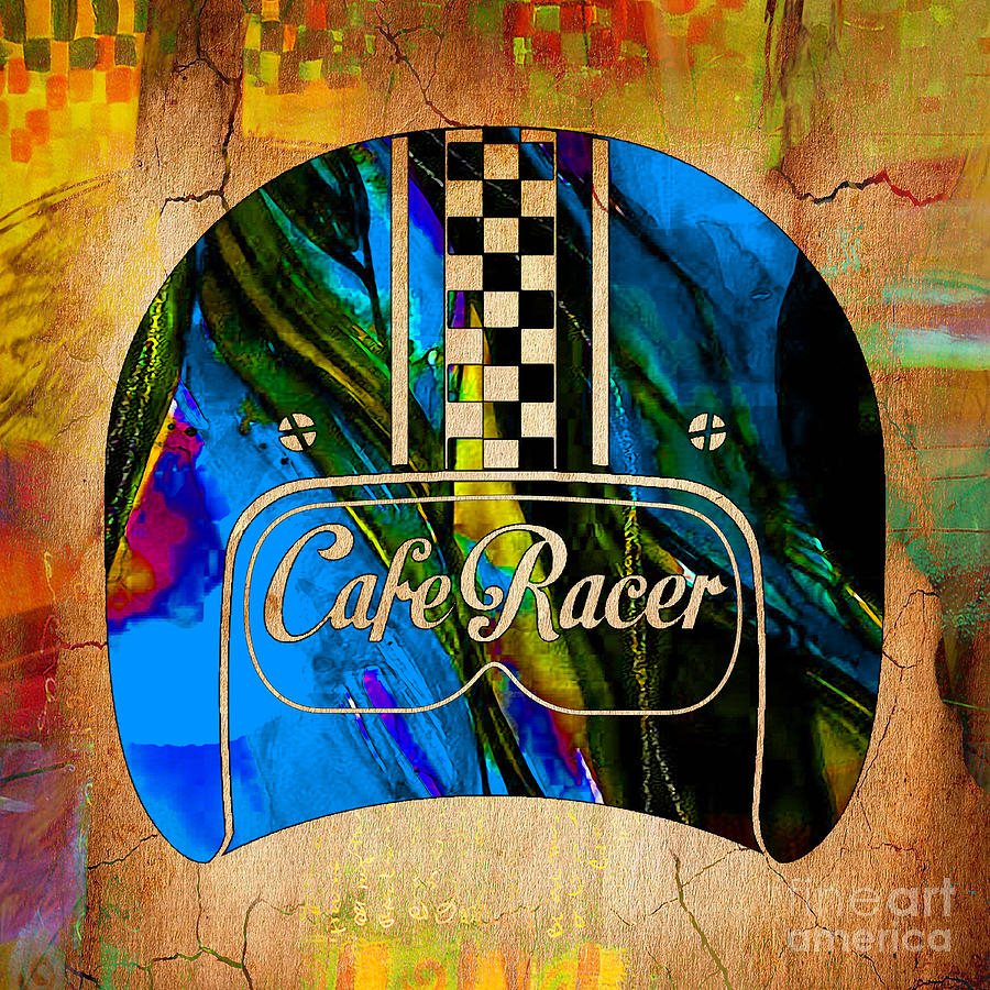 Cafe Racer Motorcycle Helmet #1 Mixed Media by Marvin Blaine