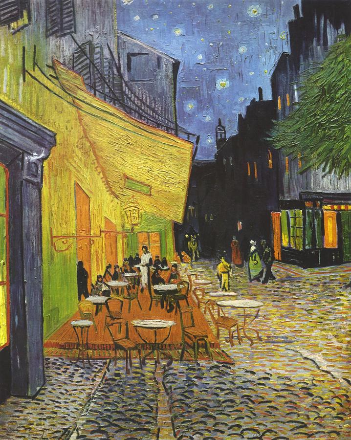 Cafe Terrace at Night #1 Painting by Celestial Images