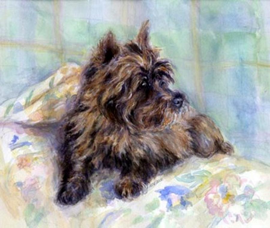 Cairn Terrier Dog Portrait  #1 Painting by Olde Time  Mercantile