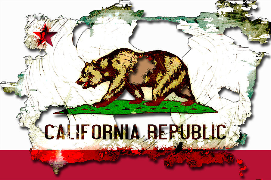 California Grunge Style Flag #1 Digital Art by David G Paul