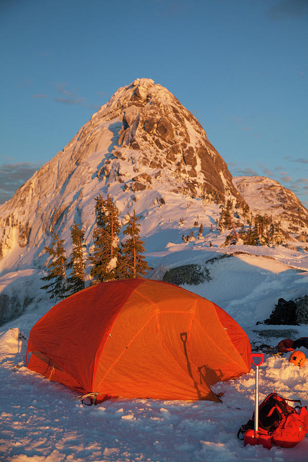 Camping Below The Snow Covered Summit Photograph By Christopher Kimmel ...