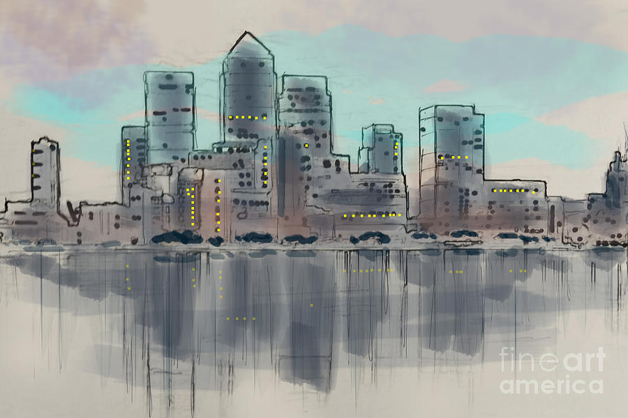 Canary Wharf London #1 Mixed Media by Roger Lighterness
