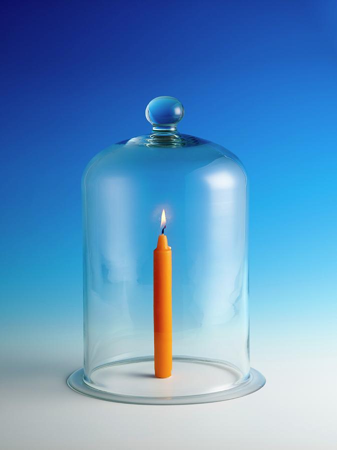 Candle Photograph - Candle In A Bell Jar #1 by Science Photo Library