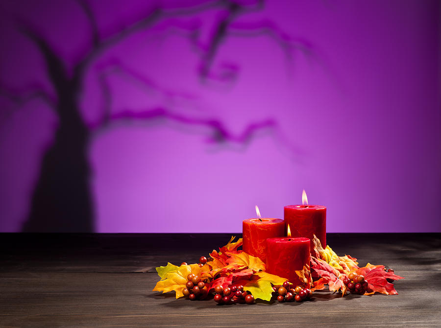 Candles In Halloween Setting Photograph