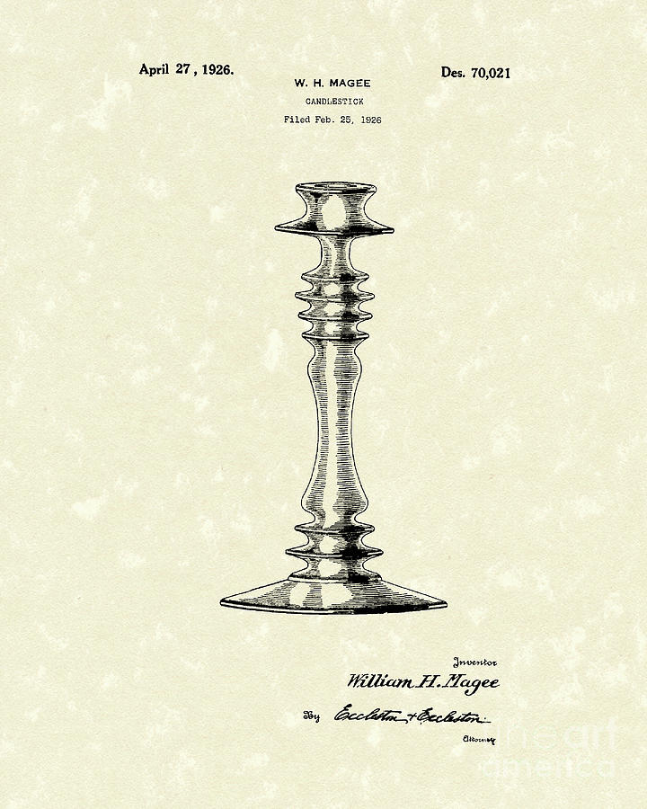 Candlestick 1926 Patent Art #1 Drawing by Prior Art Design