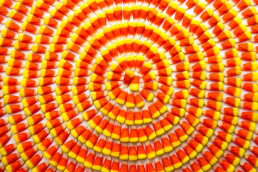 Candy Corn in Circles #1 Photograph by Teri Virbickis