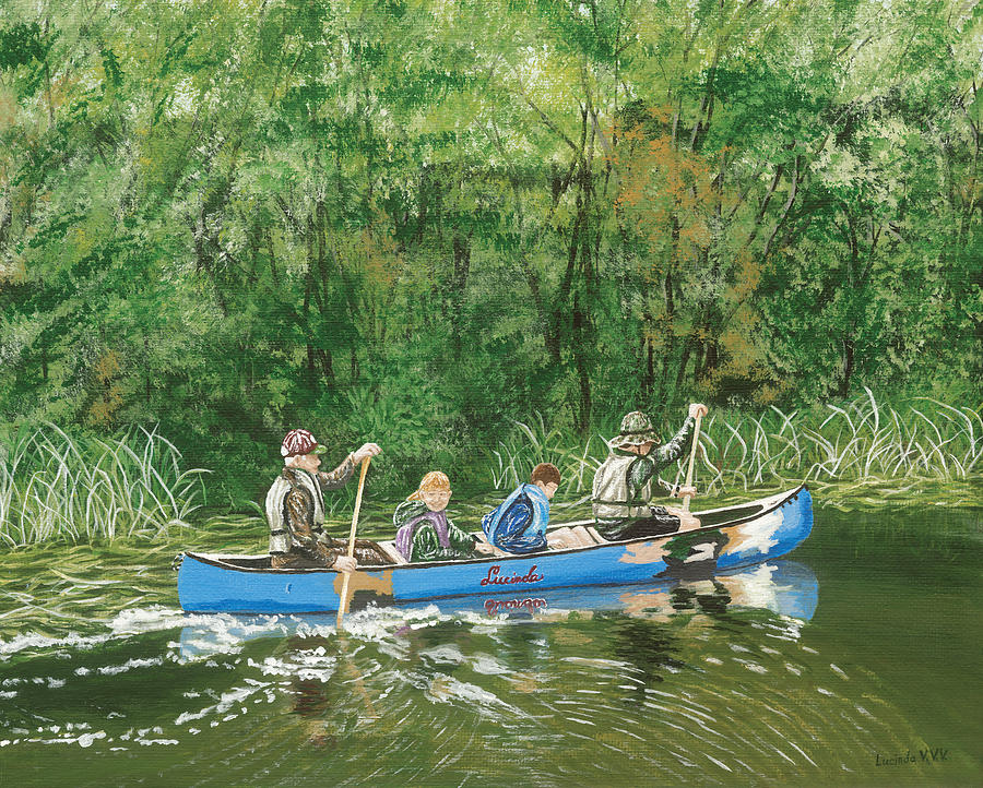 Nature Painting - Canoeing with Grandpa by Lucinda VanVleck