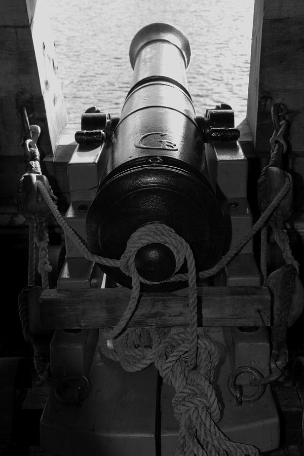 Cannon on a tall ship - monochrome Photograph by Ulrich Kunst And Bettina Scheidulin