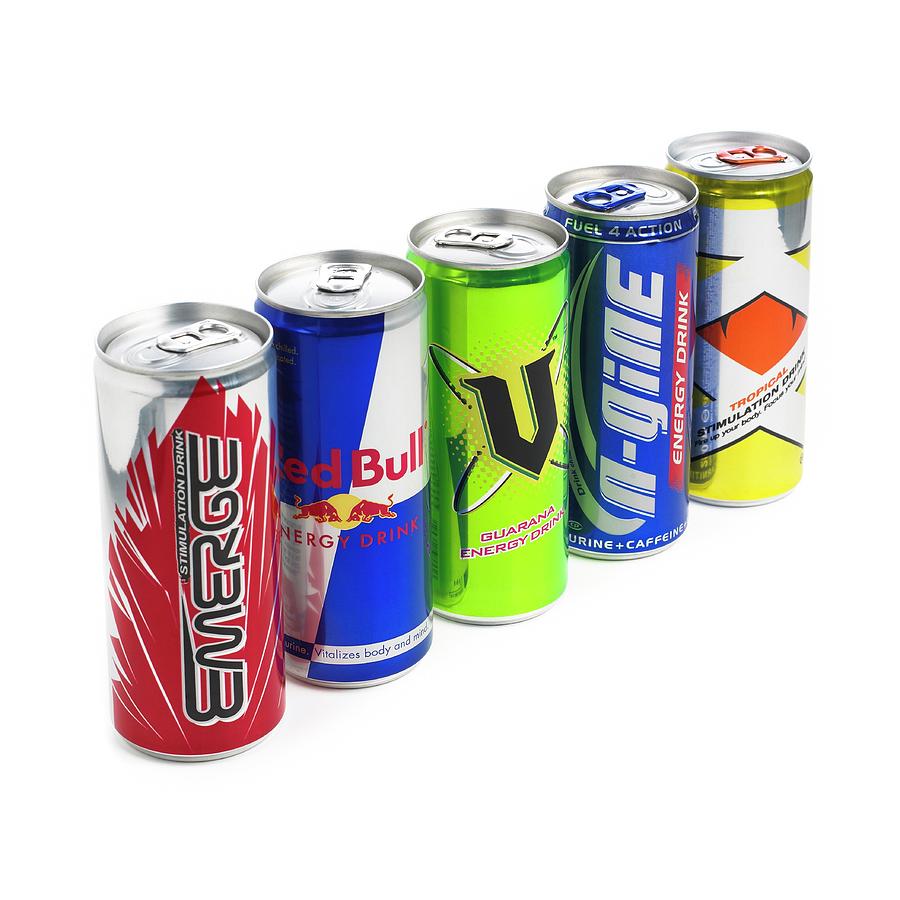 Cans Containing Energy Drinks #1 Photograph by Science Photo Library