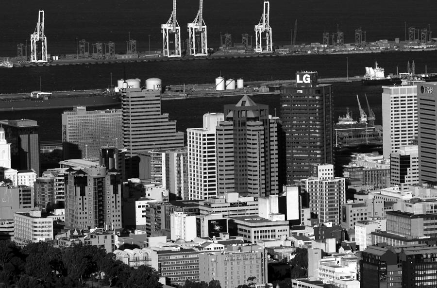 Black And White Photograph - Cape Town Skyline - South Africa #1 by Aidan Moran