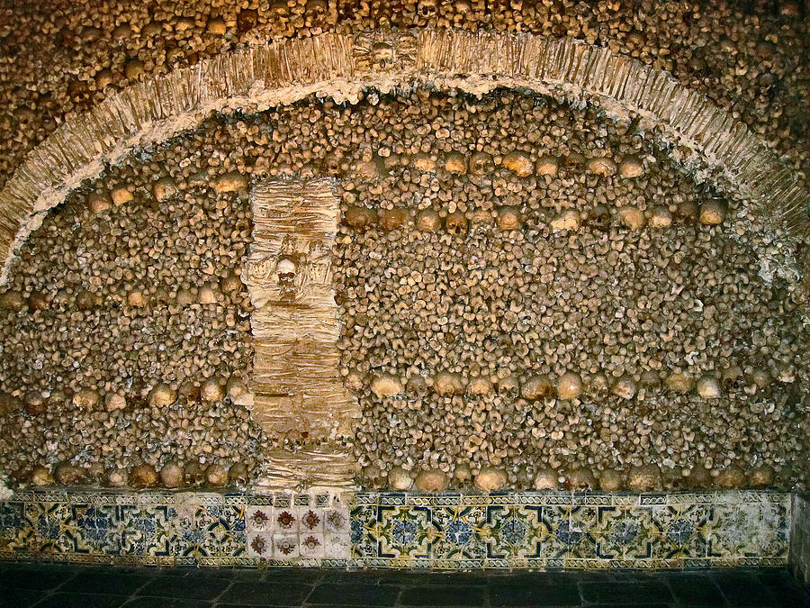 Skeleton Photograph - Capela dos Ossos. Chapel of Bones. Evora. Portugal. #1 by Andy i Za