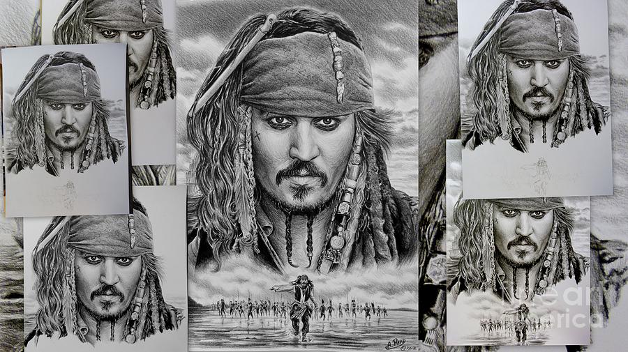 Captain Jack Sparrow #3 Drawing by Andrew Read