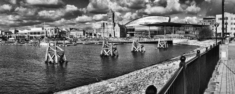 Cardiff Bay Panorama Mono #1 Photograph by Steve Purnell