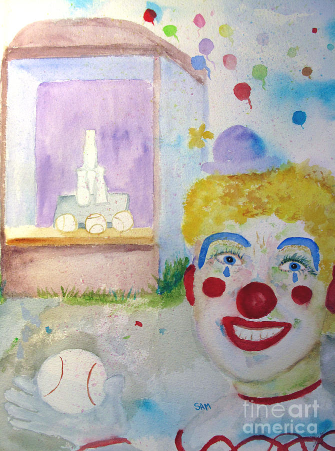 Softball Painting - Carrie the Clown #1 by Sandy McIntire