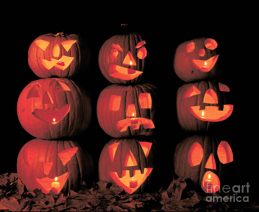 Carved Pumpkins #1 Photograph by Jim Corwin