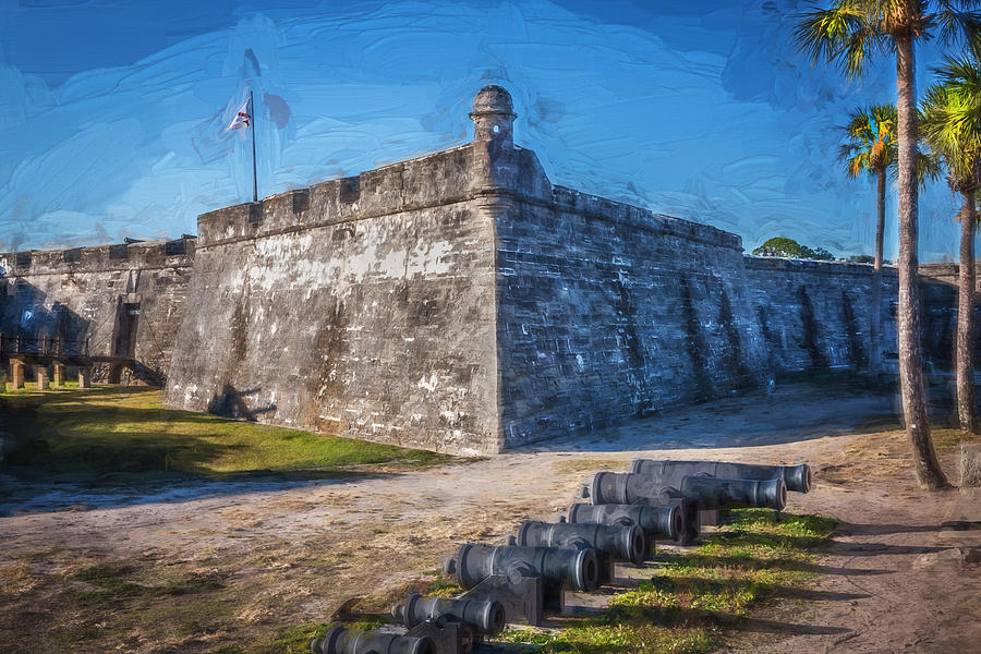 Castle Photograph - Castillo De San Marcos St Augustine Florida Painted  by Rich Franco