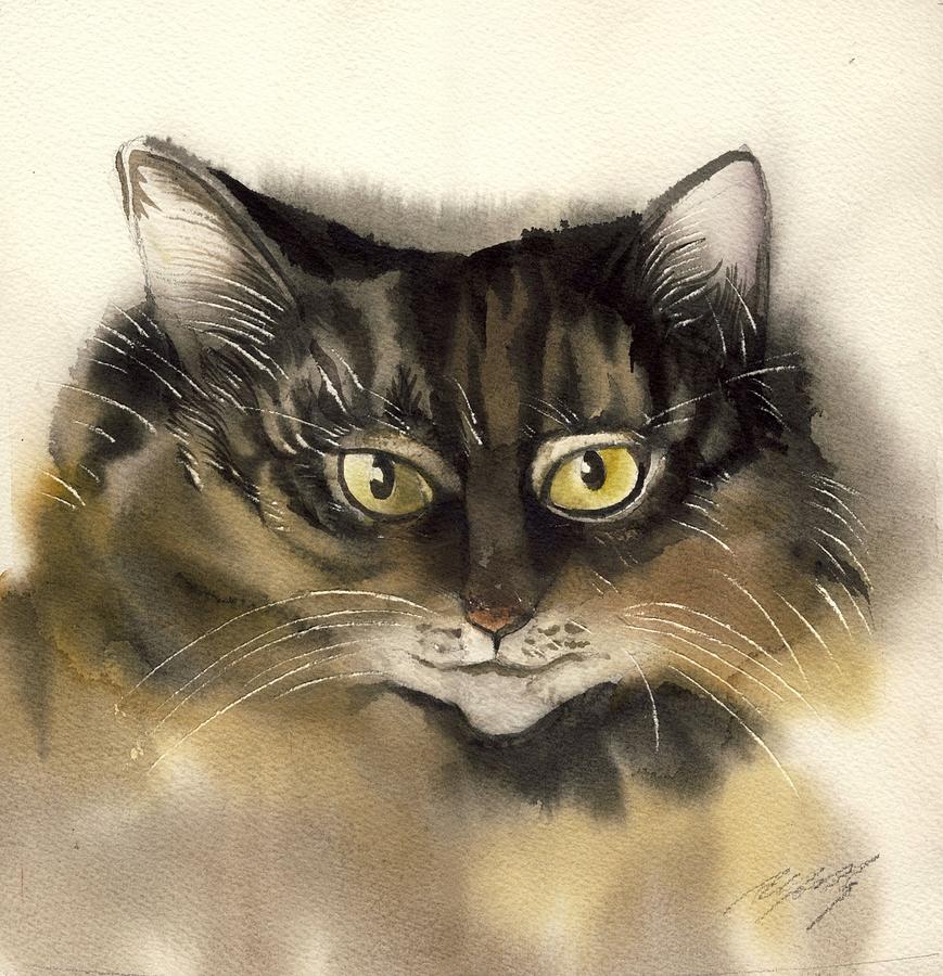 Cat Watercolor #1 Painting by Alfred Ng