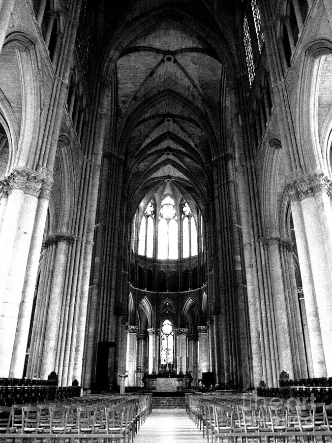 Black And White Photograph - Cathedral at Reims #1 by Luis Moya