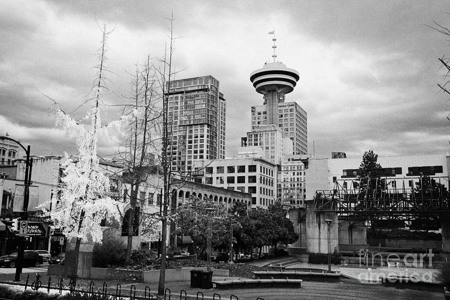 Skyline Photograph - cathedral square and vancouver skyline on cloudy overcast day Vancouver BC Canada #1 by Joe Fox