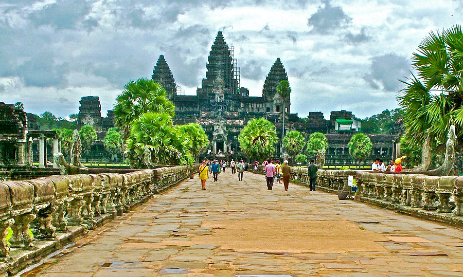 Causeway over Moat to Angkor Wat-Cambodia  #1 Photograph by Ruth Hager