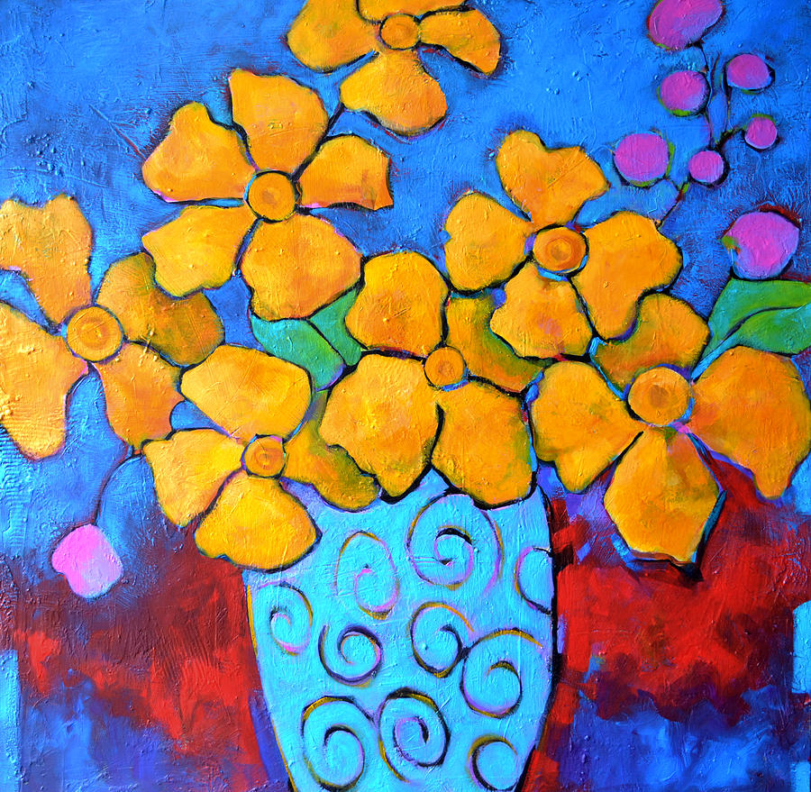 Flowers Painting - Celebration by Filomena Booth Flowers Painting - Celebration by Filomena Booth