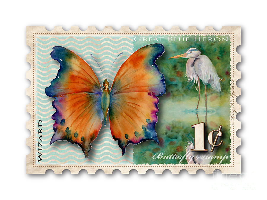 1 Cent Butterfly Stamp Painting by Amy Kirkpatrick