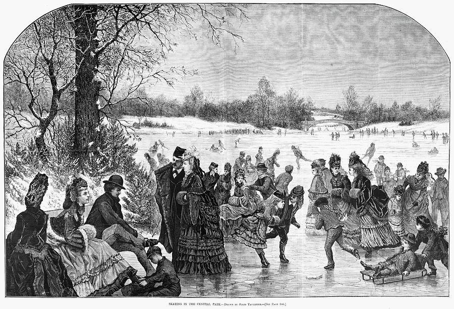 Central Park Ice Skating #1 Painting by Granger