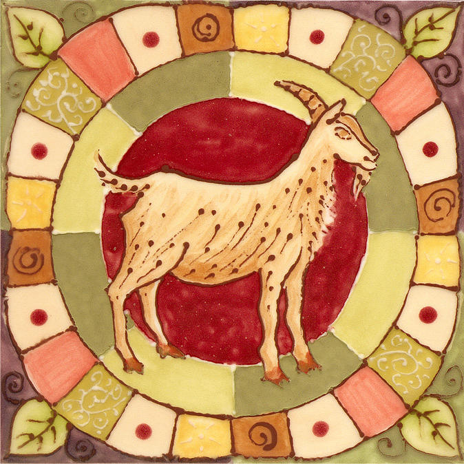 Ceramic Goat Painting by Anna Skaradzinska