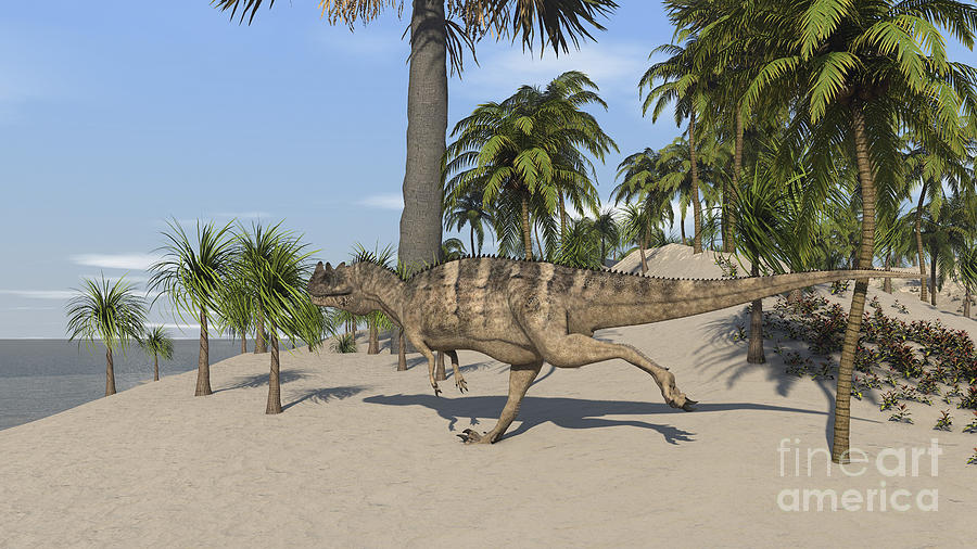 Ceratosaurus Running Across A Tropical Digital Art