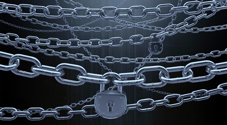 Chains And Padlocks #1 Photograph by Ktsdesign/science Photo Library