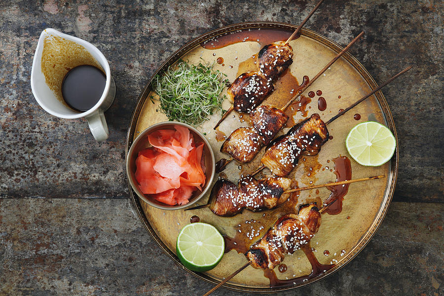 Char-grilled yakitori skewers #1 Photograph by Eugene Mymrin