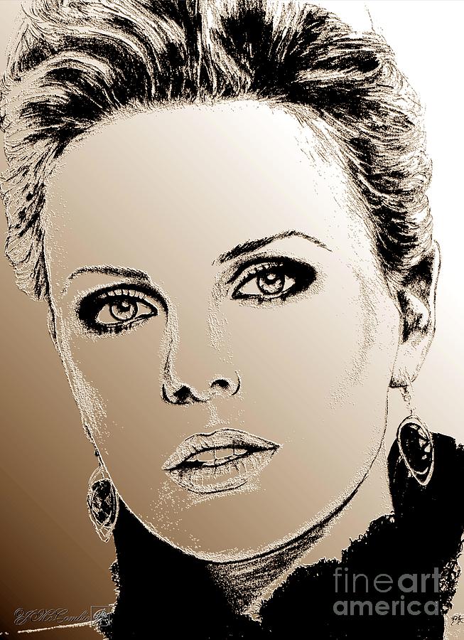 Charlize Theron in 2008 #1 Digital Art by J McCombie