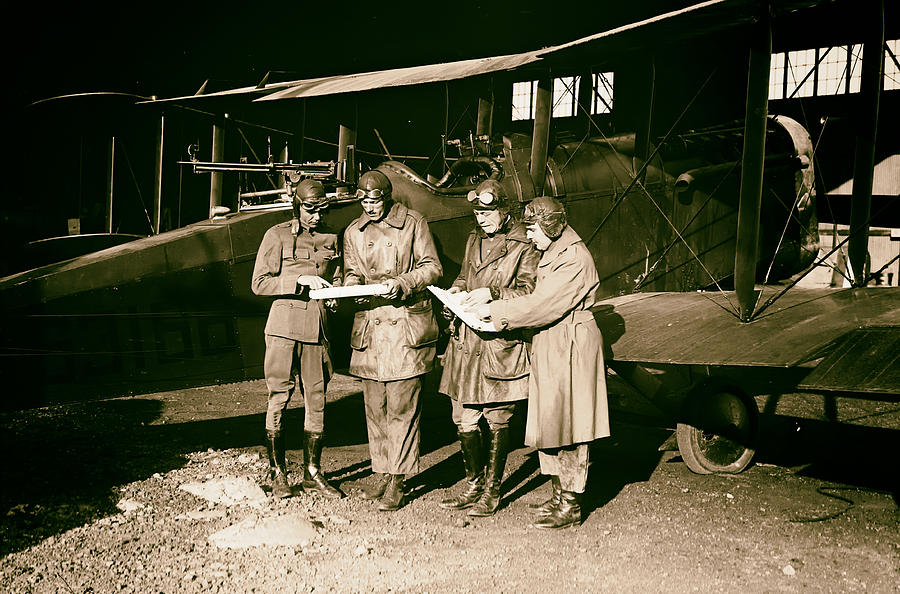 Vintage Photograph - Checking Flight Plans 1920 #1 by Mountain Dreams