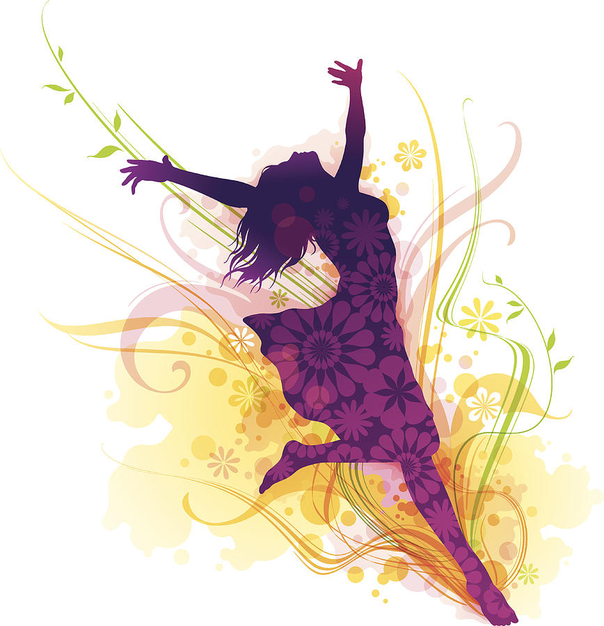 Cheerful Young Woman Silhouette Jumping For Joy #1 Drawing by Aleksandarvelasevic
